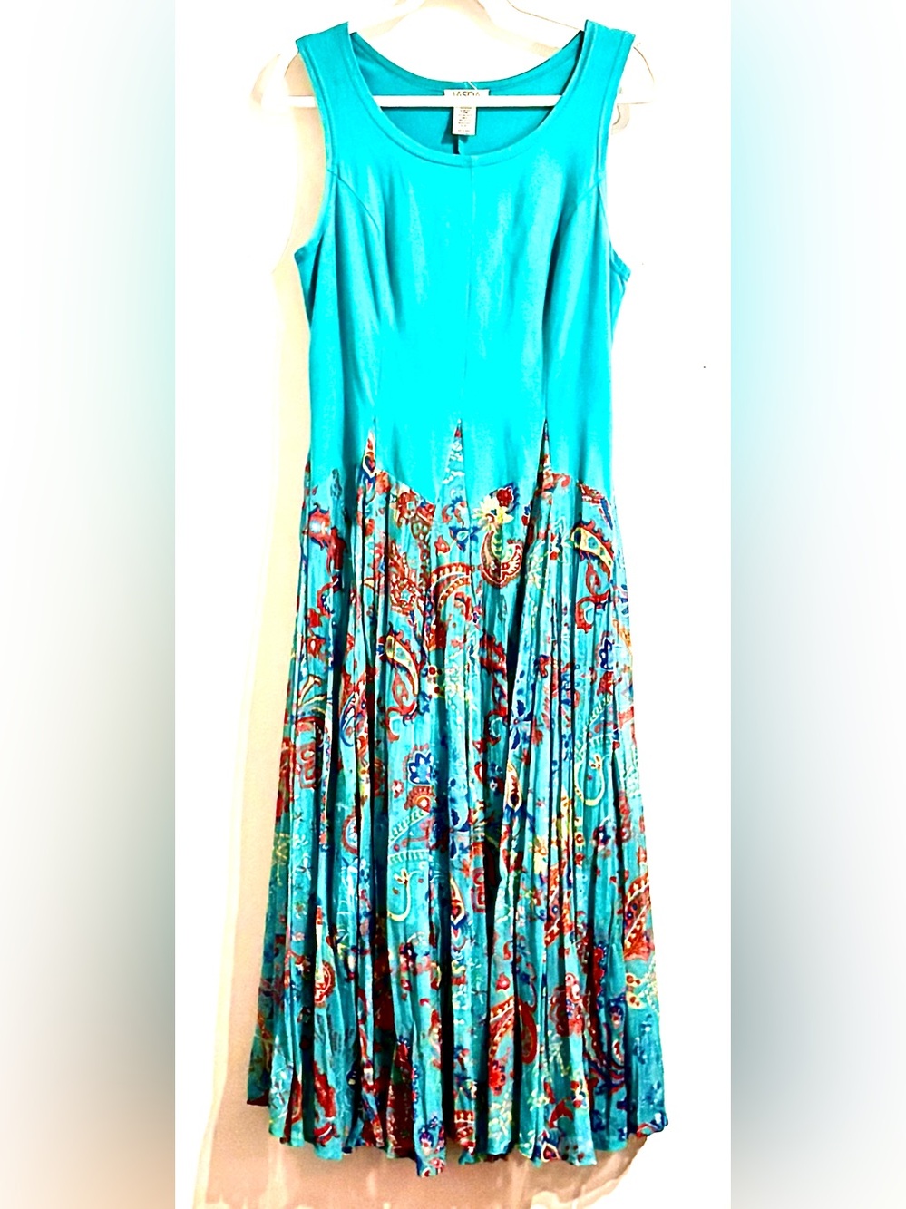 Vasna Floral Maxi Dress Women S Teal Orange Sleeveless Pleated
Beach Coastal